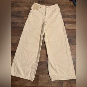 We The Free Cream Waterfall Baggy Wide leg Jeans Sz 27